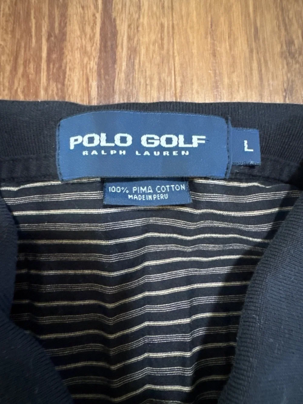 Polo Golf Ralph Lauren Men's Size L Pima Cotton Black Striped Short Sleeves